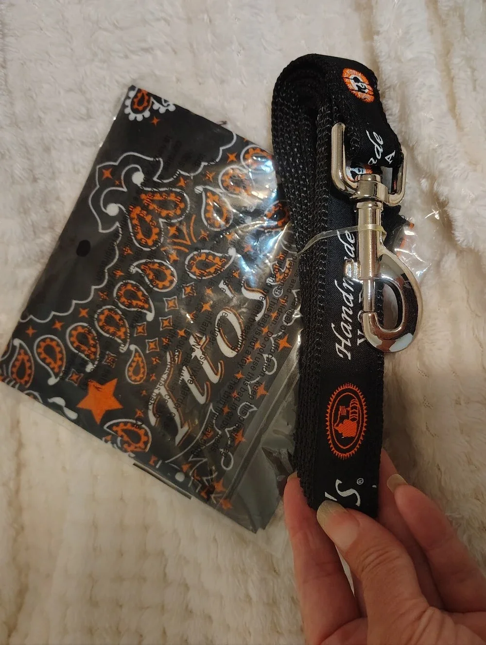 Tito's Vodka Black and Orange  Logo Dog Leash and Bandana Set